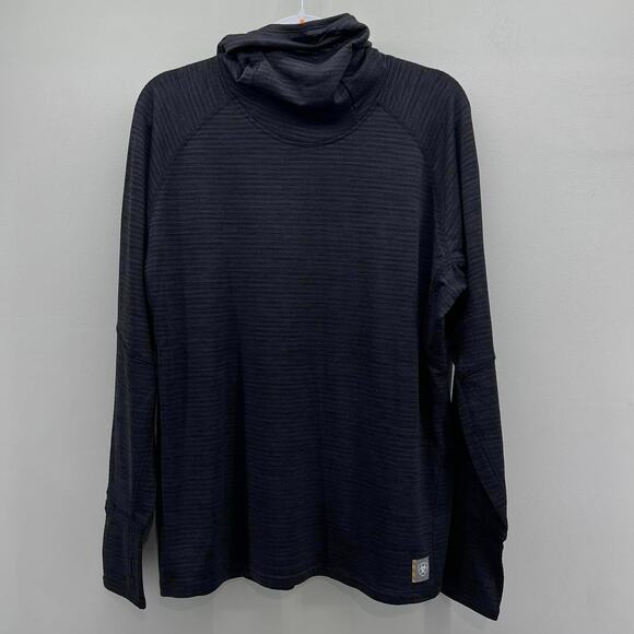 Ariat Rebar Black Gridwork Balaclava Baselayer Long Sleeve Shirt w/Ponytail Slot - Picture 1 of 7